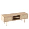 55.12" Rattan TV Cabinet, Double Sliding Doors For Storage, Adjustable Shelf, Solid Wood Legs, TV Console For Living Room - Natural - Image 7