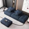 Modern Oversized Modular Sectional Sofa With 2 Ottoman And 2 Seat, Sparkling Chenille Fabric Soft Cushion Sofa With 4 Pillows, 4 Pieces Diy Combination Tufted Sofa, No Assembly Required - Blue - Image 10