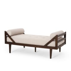 Modern Chaise Lounge With Button Tufting And Bentwood Structure - Beige