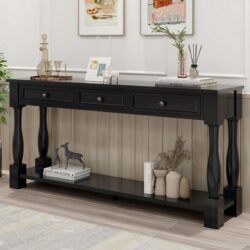 Console Table Long Console Table With Drawers And Shelf For Entryway, Hallway, Living Room - Espresso
