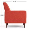 Macedonia - Mid Century Modern Button Tufted Fabric Recliner - Orange - Image 3