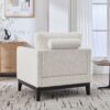 Wide Modern Farmhouse Performance Accent Chair With Black Legs, Wood Base Reading Armchair Single Sofa With 2 Bolster Pillows For Living Room Offices And Lounge - Ivory - Image 6