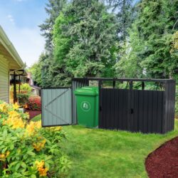 Garbage Bin Shed Stores 3 Trash Cans Metal Outdoor Bin Shed For Garbage Storage, Stainless Galvanized Steel, Bin Shed For Garden Yard Lawn W540S00009 - Charcoal