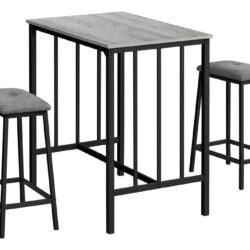 3 Pieces Dining Set, Counter Height, Rectangular, Small, Contemporary & Modern - Gray