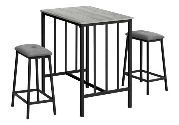 3 Pieces Dining Set, Counter Height, Rectangular, Small, Contemporary & Modern - Gray