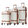 Hardshell Luggage Sets 3 Piece Double Spinner 8 Wheels Suitcase With Tsa Lock Lightweight 20''24''28'' - White - Image 2