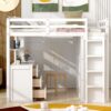 Twin Size Loft Bed With Drawers, Desk, And Wardrobe - White - Image 16