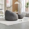 Bedding Bean Bag Sofa Chair High Pressure Foam Bean Bag Chair Adult Material With Padded Foam Padding Compressed Bean Bag With Footrest - Gray - Image 8