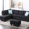 Alger - 98" Wide Left Hand Facing Sofa & Chaise With Ottoman - Charcoal Gray - Image 11