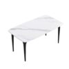 63" Modern Artificial Stone White Curved Black Metal Leg Dining Table, 6 People - White - Image 5