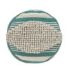 Diamond - Handcrafted Fabric Cylindrical Pouf - White / Teal - Image 4