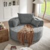 360° Swivel Chair Accent Barrel Chair Swivel Round Sofa Chair With 3 Removable Pillows For Living Room, Office And Hotel - Gray - Image 10