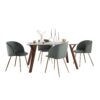 Folia Fran - 5 Piece Mid-Century Modern Dining Set - Walnut / Clear / Gold / Sage Green - Image 2