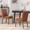 Upholstered Dining Chairs With Rubber Legs (Set of 2) - Cognac Brown - Image 2