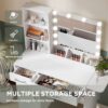 Vanity Desk With Drawers & Mirror With Lights, With Drawers & Cabinet 3 Shelves Lots Storage For Stylish Bedroom - White - Image 4