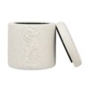 Brandy - Round Upholstered Storage Ottoman With Leather Accent - Flax White - Image 4