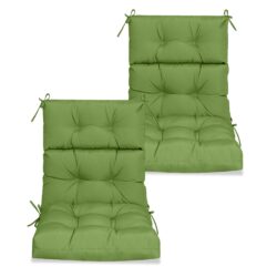2 Piece High Back Patio Chair Cushion Set, Tufted Adirondack And Rocking Chair Cushions For Garden, Porch Or Office Use - Green