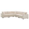Convertible L Shaped Sectional Corner Couch With Armrest Storage Cup Holders USB Charger, Irregular Corner Oversized Comfy Modular Sofa - Beige - Image 5