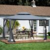 13 0 Outdoor Patio Gazebo Canopy Tent With Ventilated Double Roof And Mosquito Net (Detachable Mesh Screen On All Sides) Suitable For Lawn Garden Backyard And Deck Top - Gray - Image 2