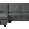 Nova - Velvet Reversible Sleeper Sectional Sofa With Storage Chaise - Dark Gray - Image 2