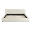 Queen Size Upholstered Platform Bed Frame With Chenille Fabric And Pleated Design - Beige - Image 7