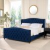Marcella - King Upholstered Shelter Headboard Bed Set - Navy Blue - Image 8