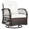 3 Piece Outdoor Chair & Table Set Chat Set 2 Person Rattan Seating Group With 2 Swiveling And Rocking Chairs And A Square Table For Garden, Patio, Or Balcony - Brown - Image 20