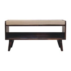 Bench With Mud Linen Seat Pad - Walnut