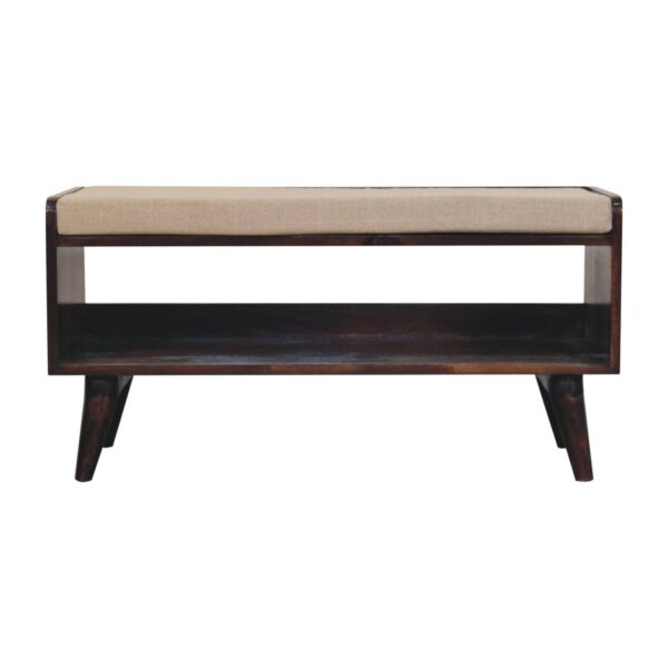 Bench With Mud Linen Seat Pad - Walnut