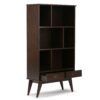 Draper - Mid Century Wide Bookcase And Storage Unit - Medium Auburn Brown - Image 2