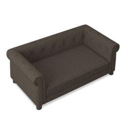 Elegant Rectangular Pet Bed For Small And Medium Dogs, Durable Elevated Dog Sofa Bed, Modern Linen Fabric - Dark Brown