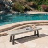 Tranquilizer - Outdoor Acacia Wood Bench With Slat Panel Design - Sandblasted Light Gray / Black - Image 2