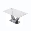 63" Modern Artificial Stone Panel V-Shaped Metal Legs, Can Accommodate 6-8 People - White / Gray - Image 3