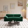 Queen Pull Out Sofa Bed, 3 In 1 Convertible Sleeper Sofa With Side Storage Multifunctional Velvet Loveseat Bed For Living Room - Green - Image 7