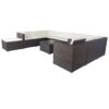 11 Piece Patio Wicker Conversation Set, 10 Seater Patio Sectional Set With 3 Storage Box Under Seat - Brown / White - Image 19