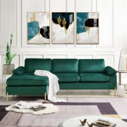 Shannon - Velvet Sectional Sofa With Chaise - Green