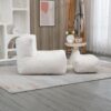 Fluffy Bean Bag Chair, Comfortable Bean Bag For Adults And Children, Super Soft Lazy Sofa Chair With Memory Foam And Ottoman, Indoor Modern Focus Bean Bag Chair For Living Room, Bedroom, Apartment - White - Image 7