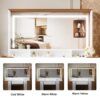 Elegant Vanity Table With Large Lighted Mirror & Power Outlet, Dressing Table With 7 Drawers & Shelves, Vanity Desk With Brown Solid Wood Style Stickers - Brown / White - Image 9