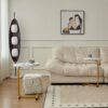 C-Shaped Side Table, Small Sofa Table For Cough, Bedroom - White / Gold - Image 5