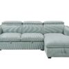 Zavala - Chenille Sectional Sofa With Sleeper & Storage - Light Green - Image 2