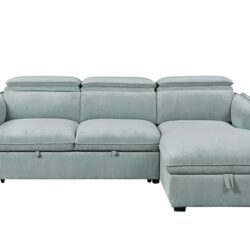 Zavala - Chenille Sectional Sofa With Sleeper & Storage - Light Green