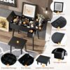 Makeup Vanity Desk With Flip Top Mirror And LED Light, Dressing Table With Charging Station, 2 Drawers And Fold Up Panel, Vanity Set With Cushioned Stool For Bedroom - Black - Image 7