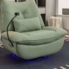 270 Swivel Glider Recliner Chair, Power Recliner Rocking Chair, USB Port Charge For Nursery Chair With Atmosphere Lamp For Living Room Bedroom Apartment - Green - Image 3