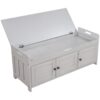 Storage Bench With 3 Shutter-Shaped Doors, Shoe Bench With Removable Cushion And Hidden Storage Space - Gray Wash - Image 11
