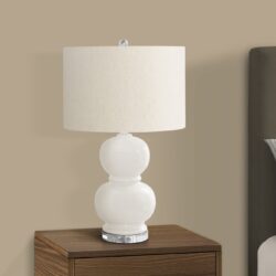 Contemporary Lighting, Ceramic Table Lamp - Cream