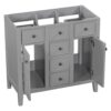 Bathroom Vanity Without Sink, Cabinet Base Only, Two Cabinets And Five Drawers, Solid Wood Frame - Gray - Image 15