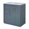 Bathroom Vanity With Ceramic Sink Combo, Frame Bathroom Storage Cabinet, Freestanding Vanity Set With 3 Drawers & Soft Closing Doors - Blue - Image 10