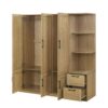 3 Door Storage Wardrobe For Dedroom With Shelves And 2 Drawers, Side Storage Shelves - Nature - Image 4
