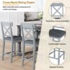 Solid Wood Farmhouse Counter Height Dining Table Set With 3 Tier Storage Shelves, Upholstered Dining Chairs For 4, 5 Piece - Gray - Image 5