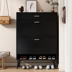 Shoe Cabinet, Shoe Storage Shelves - Black